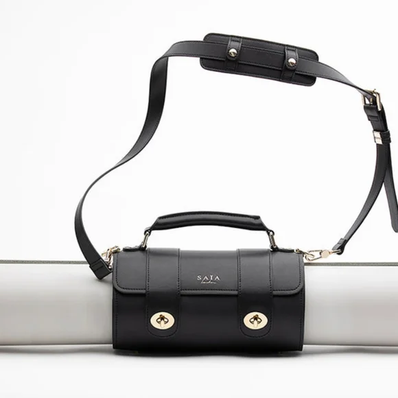 NWT $395 Saia London luxury vegan leather yoga mat bag with strap - Picture 4 of 7